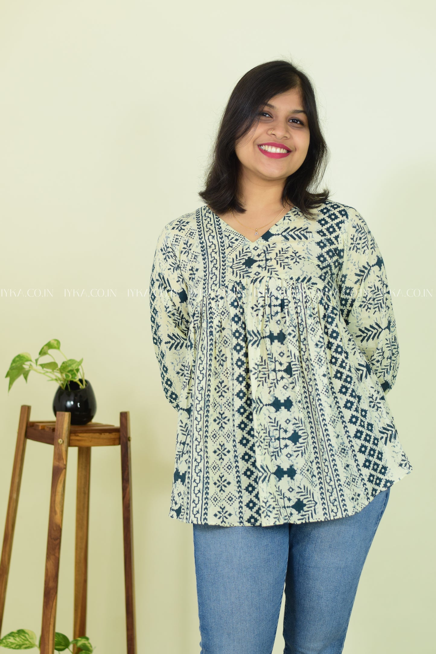 Mint Mist Cotton  Short Kurthi