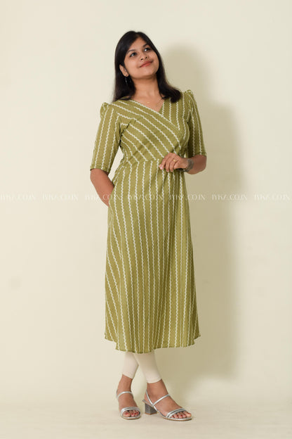 IYKA-OLIVE GREEN ALINE KURTHI #00141KUR