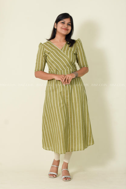 IYKA-OLIVE GREEN ALINE KURTHI #00141KUR