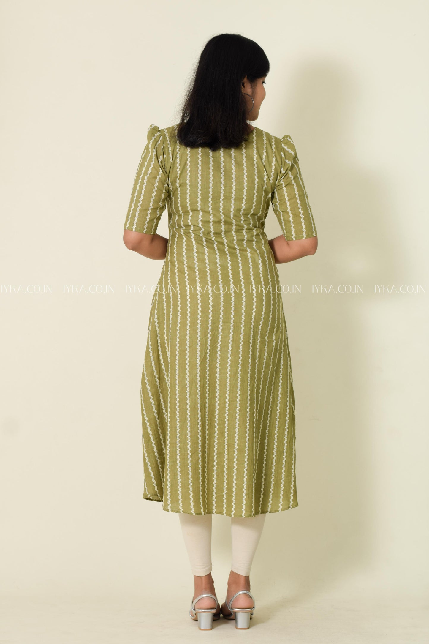 IYKA-OLIVE GREEN ALINE KURTHI #00141KUR