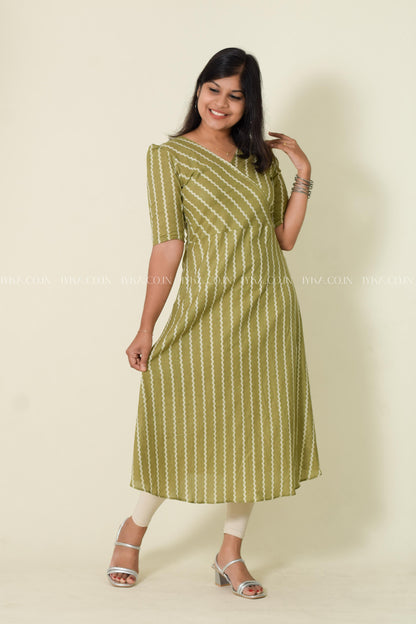 IYKA-OLIVE GREEN ALINE KURTHI #00141KUR