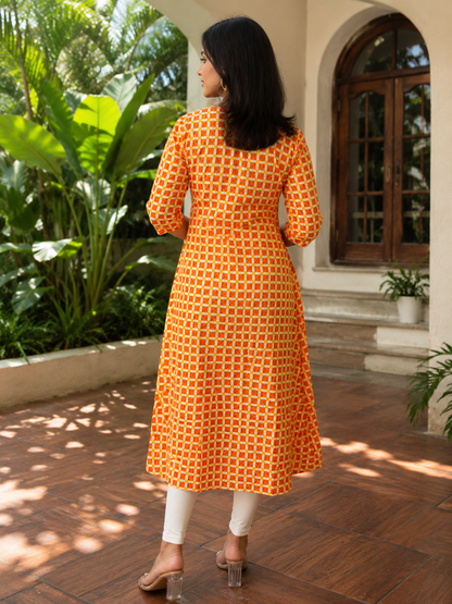 Tangerine Check Dress