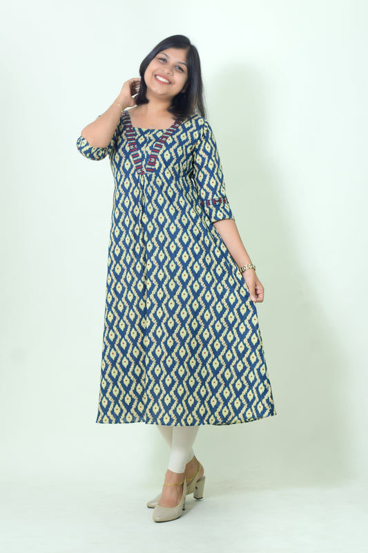 IYKA- BLUE ALINE KURTHI #00061KUR